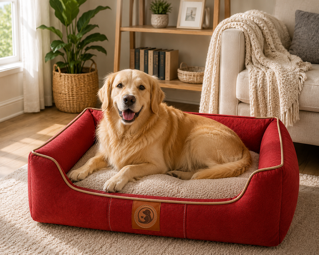 Premium Orthopedic Pet Sofa Bed – Soft Plush Cushion with Raised Supportive Sides