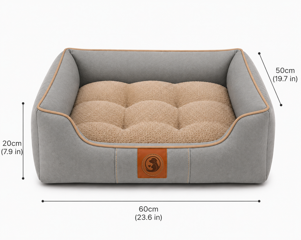 Premium Orthopedic Pet Sofa Bed – Soft Plush Cushion with Supportive Raised Sides