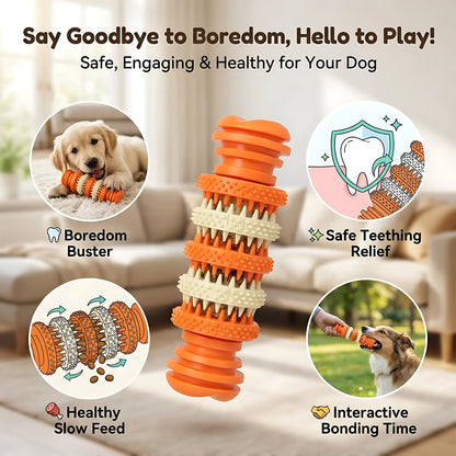 Dog Dental Chew Toy with Textured Cleaning Bristles