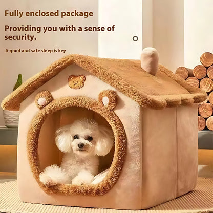 Indoor Pet House Bed – Washable Cozy Bed for Cats & Small Dogs