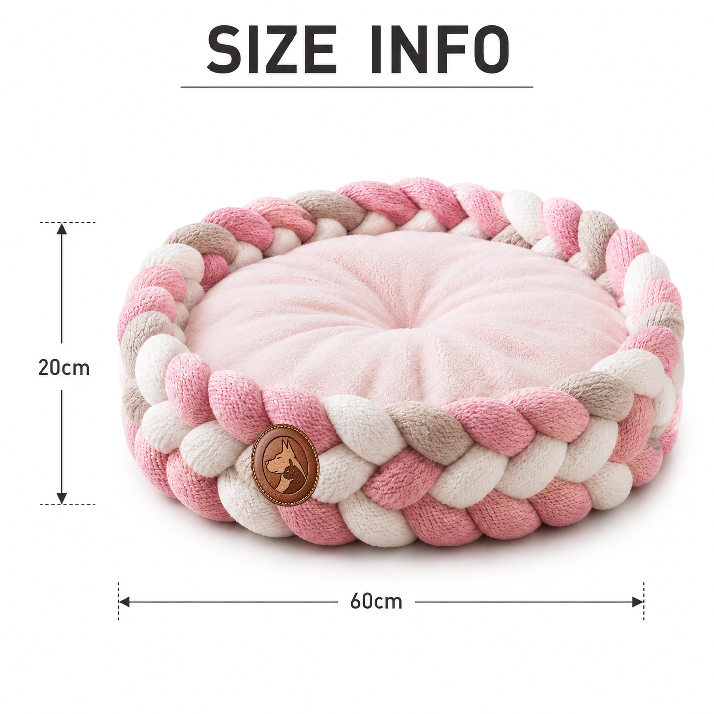Braided Plush Round Pet Bed – Soft Nesting Cushion