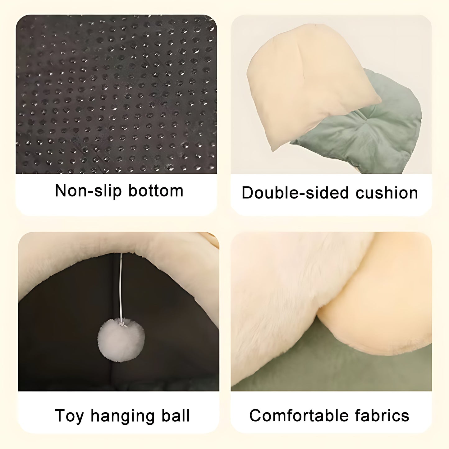 Plush Cat Cave Bed – Luxury Enclosed Sleeping House for Small Pets