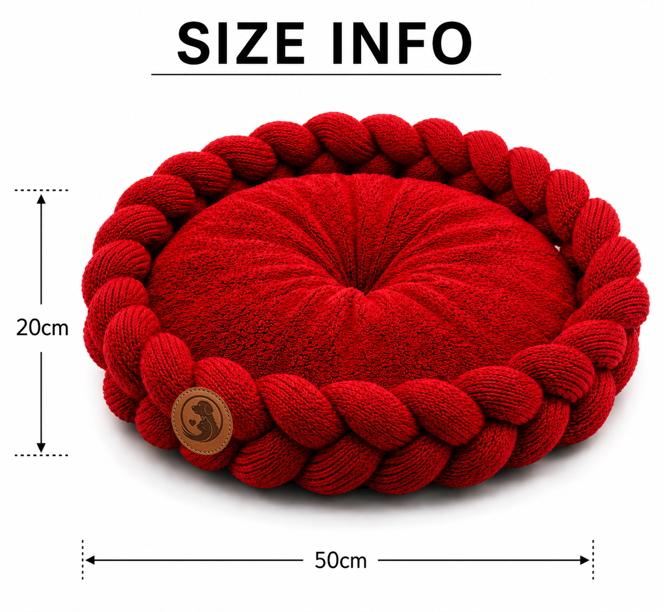 Handcrafted Braided Round Pet Bed Cushion – Soft Knitted Lounger for Dogs & Cats