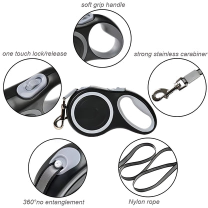 Retractable Dog Walking Lead – Heavy Duty Extendable Leash 5m / 8m