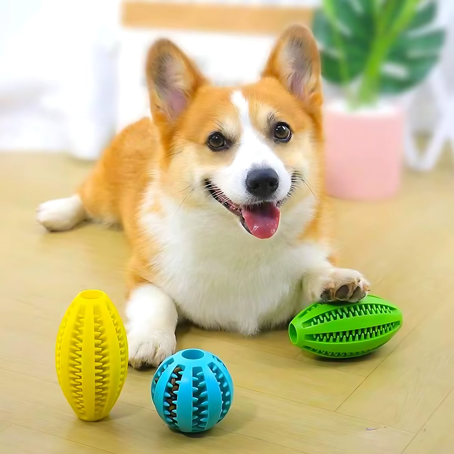 Rubber Treat Ball for Dogs – Interactive Chew Toy