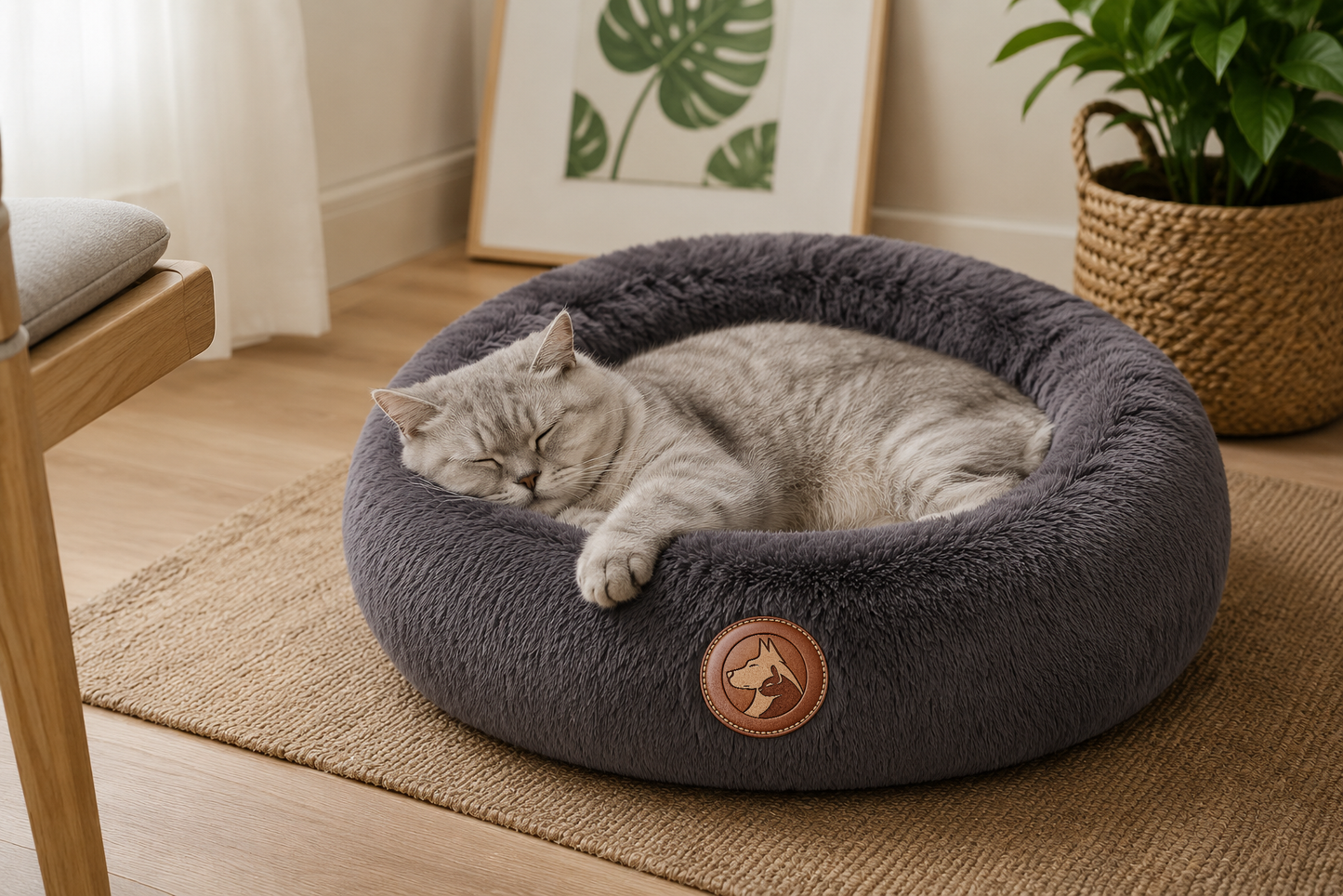 Calming Plush Donut Pet Bed – Ultra Soft Round Nest