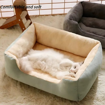 Soft Plush Pet Basket Bed – Warm Sleeping Bed for Cats & Small Dogs