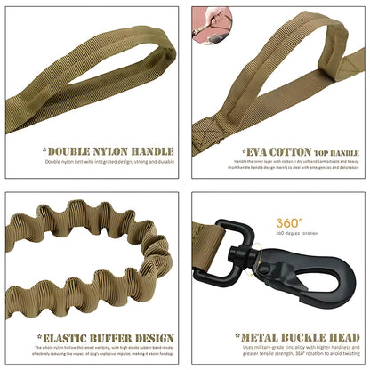 Tactical Dog Collar And Leash Set – Shock-Absorbing Nylon