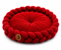 Handcrafted Braided Round Pet Bed Cushion – Soft Knitted Lounger for Dogs & Cats