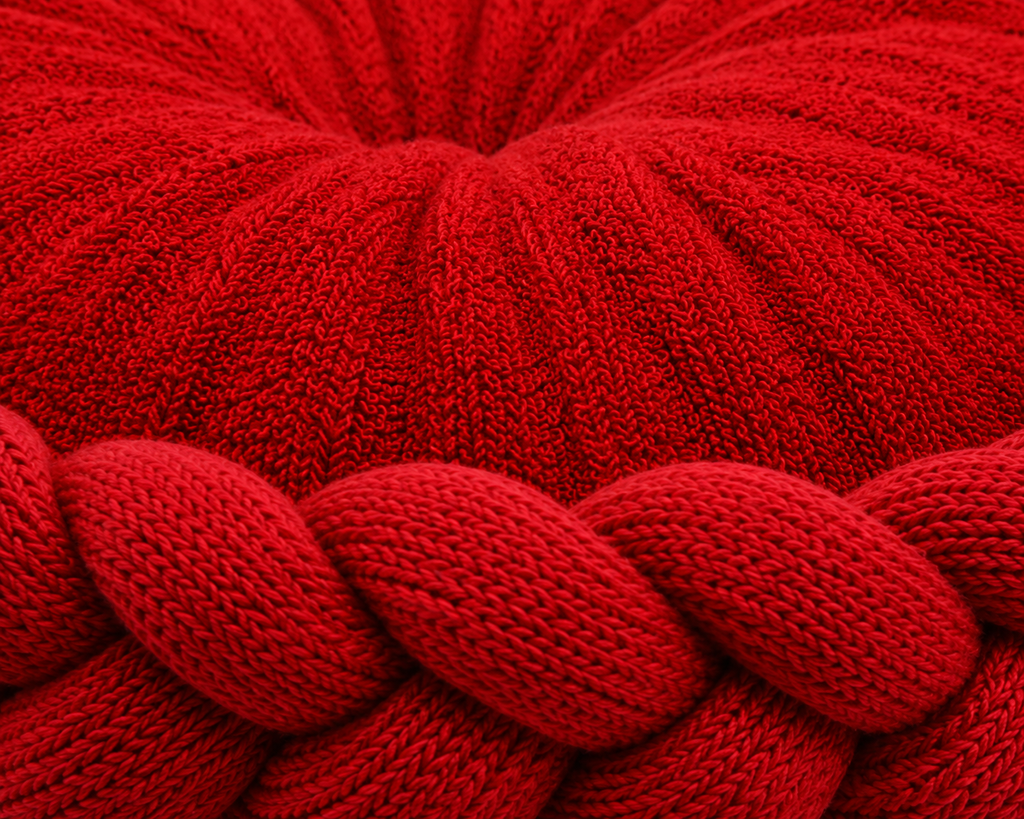 Handcrafted Braided Round Pet Bed Cushion – Soft Knitted Lounger for Dogs & Cats