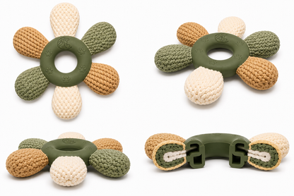 Flower Rope Dog Chew Toy with Rubber Ring
