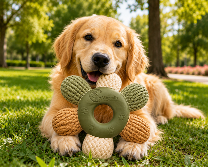 Flower Rope Dog Chew Toy with Rubber Ring