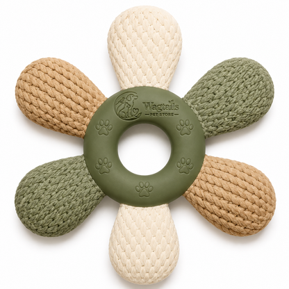 Flower Rope Dog Chew Toy with Rubber Ring