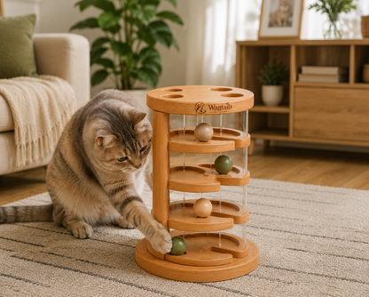 Wooden Interactive Cat Ball Track Tower