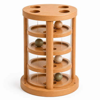 Wooden Interactive Cat Ball Track Tower