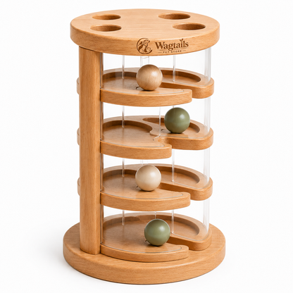 Wooden Interactive Cat Ball Track Tower