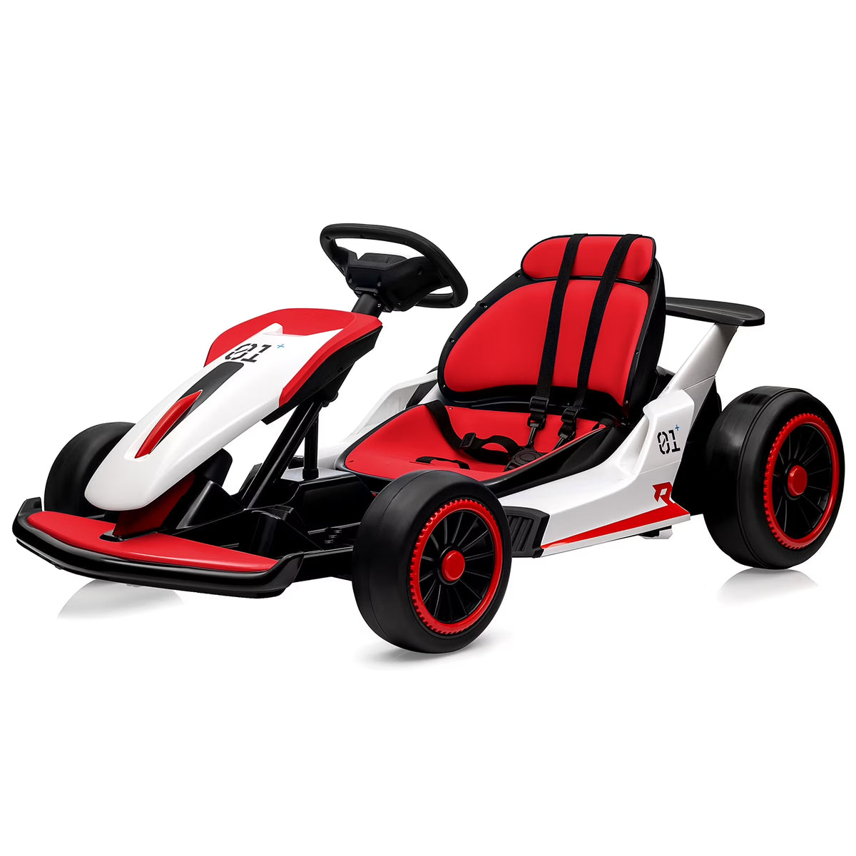 24V Drift Kart with 2X150W Strong Motor, 7AH Big Battery, Electric Pedals, Electric Go Kart Outdoor Race Toy(49.2" x 29.5" x 21.6"/Red)