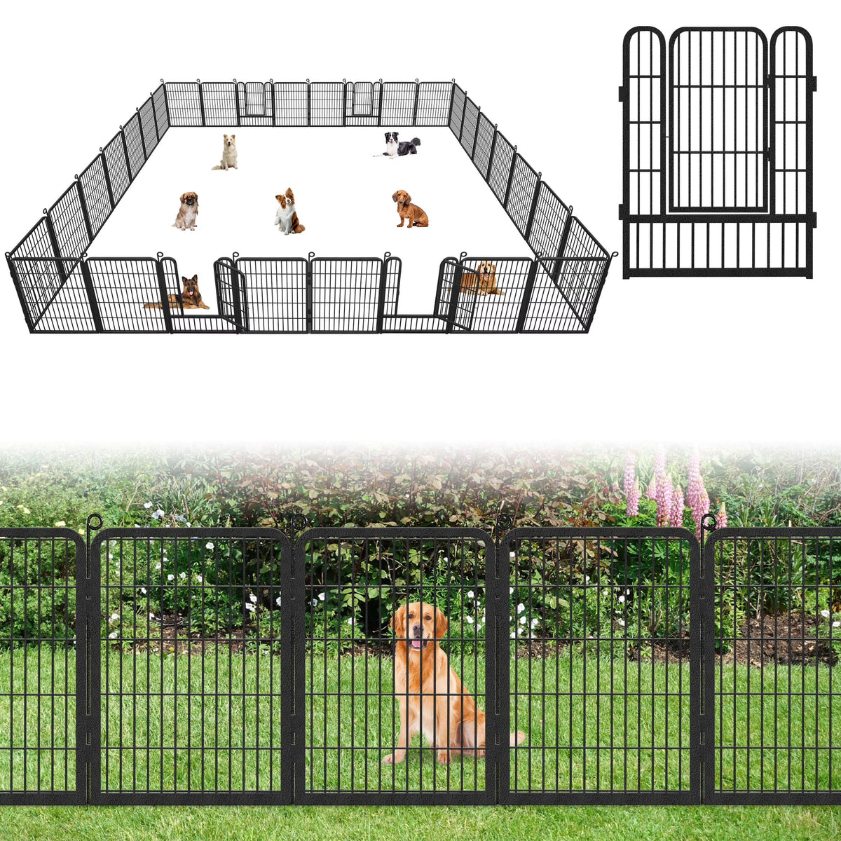 Garden Fence with Gate Fencing No Dig Fence Panels 30ft(L)��32in(H) for Yard Animal Barrier Decorative Garden Fencing for Backyard Patio Garden Fences and Borders for Dogs(14/32 in)