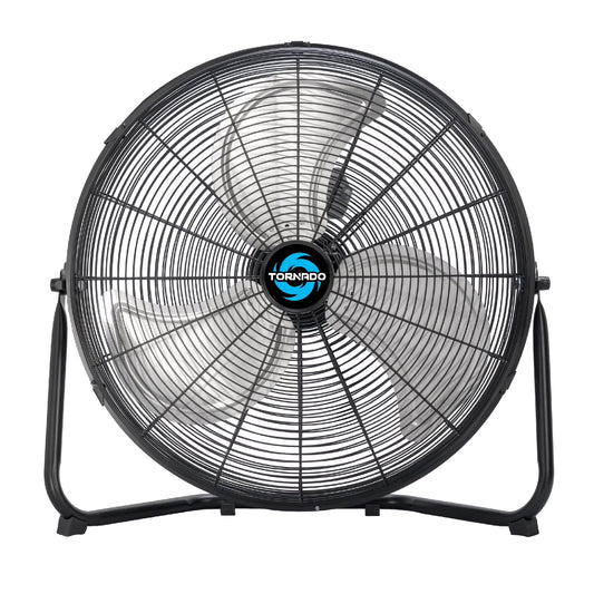 20 Inch High Velocity Metal Floor Fan, 3-Speed Powerful Cooling for Industrial, Commercial, and Home Spaces, 120��Tilt, 6.0 FT Cord UL safety Listed, Black(20")